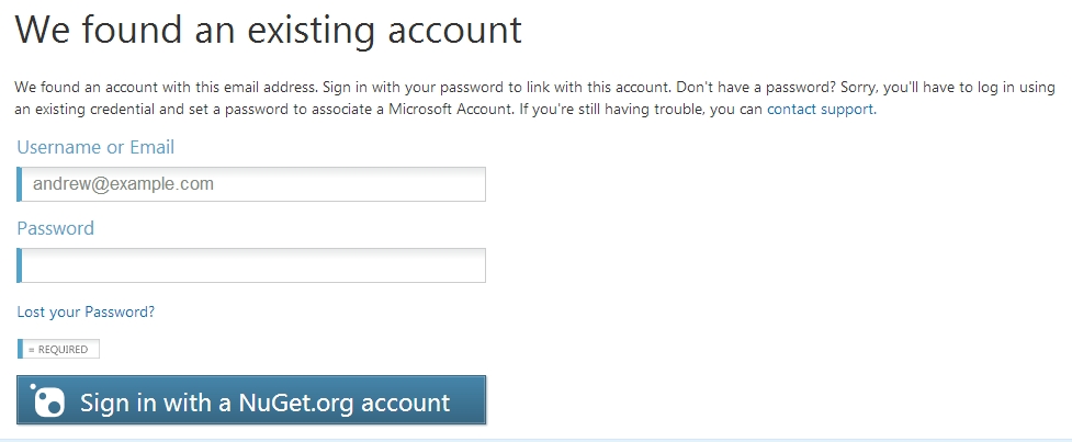 We found an existing account